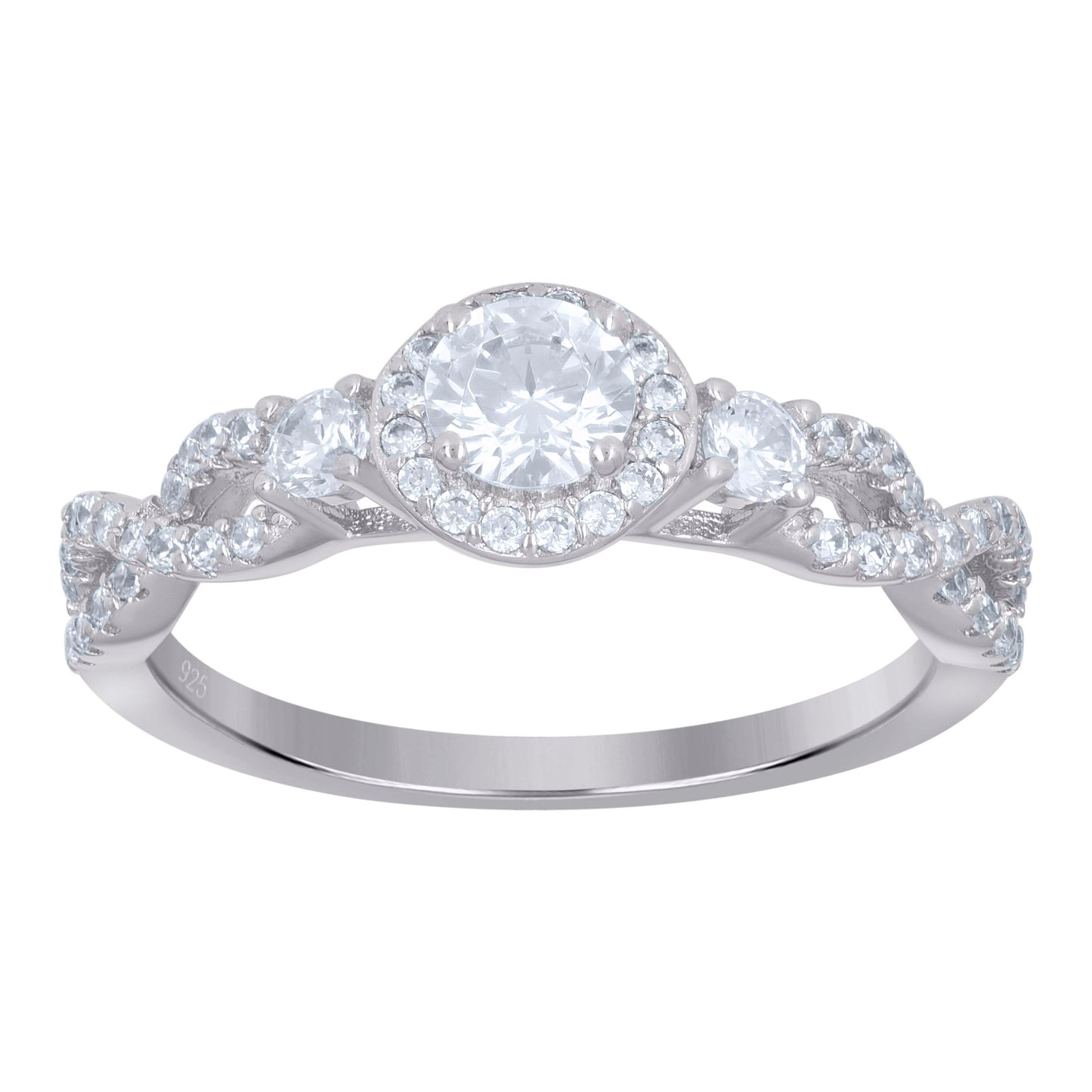Sterling Silver Womens Solitaire Cubic-Zirconia Infinity Bridal Anniversary Engagement Wedding Ring
