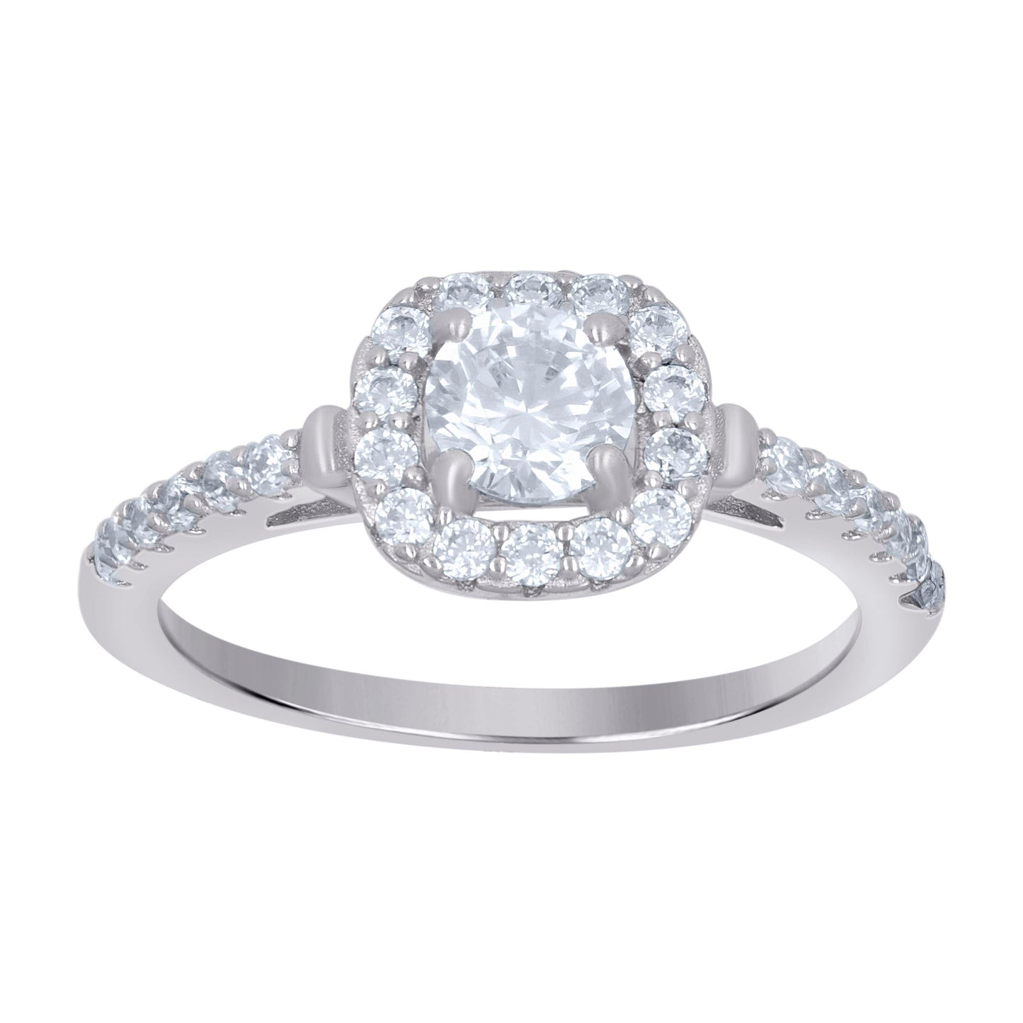 Sterling Silver Women's Solitaire Cubic-Zirconia Square Head Bridal Anniversary Engagement Wedding Ring