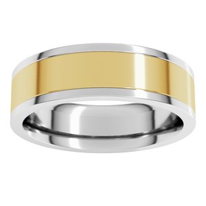 14K White/Yellow Gold Comfort-Fit Flat Band