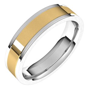 14K White/Yellow Gold Comfort-Fit Flat Band