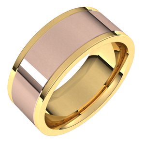 14K Yellow/Rose Gold  8 Mm  Flat Band Size 9