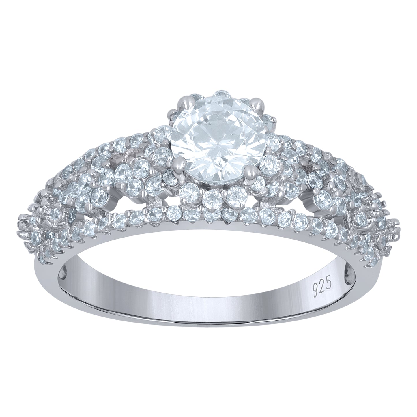Sterling Silver Women's Solitaire Cubic-Zirconia Bridal Anniversary Engagement Wedding Ring