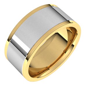 14K Yellow/White Or Rose/White Gold 9 Mm Comfort-Fit Flat Band Size 10.5
