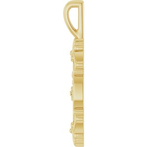 14K Yellow Gold 25.02 X 9.42 Mm Polished Vintage-Inspired Floral Pendant