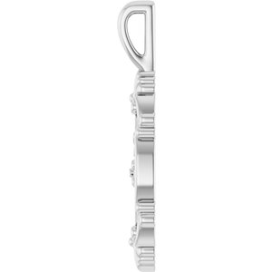 14K White Gold 25.02 X 9.42 Mm Polished Vintage-Inspired Floral Pendant