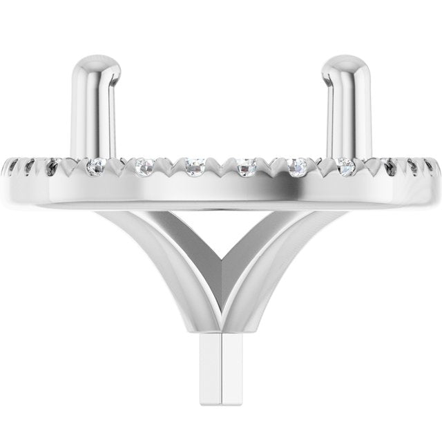 14K Yellow Or White Or Rose Gold Or Platinum Round 4-Prong Si1/Si2, G-H Polished Lab-Grown Diamond Semi-Set French-Set Halo-Style Peg Setting