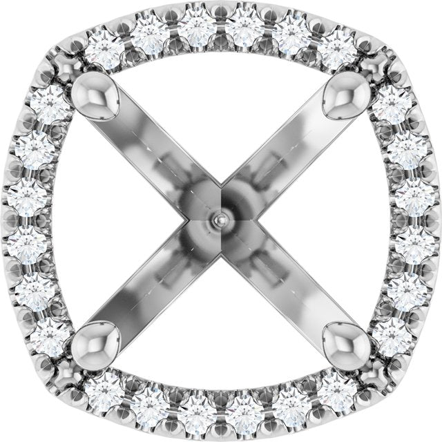 14K Yellow Or White Or Rose Gold Or Platinum Round 4-Prong Si1/Si2, G-H Polished Lab-Grown Diamond Semi-Set French-Set Halo-Style Peg Setting