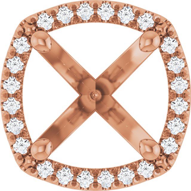 14K Yellow Or White Or Rose Gold Or Platinum Round 4-Prong Si1/Si2, G-H Polished Lab-Grown Diamond Semi-Set French-Set Halo-Style Peg Setting