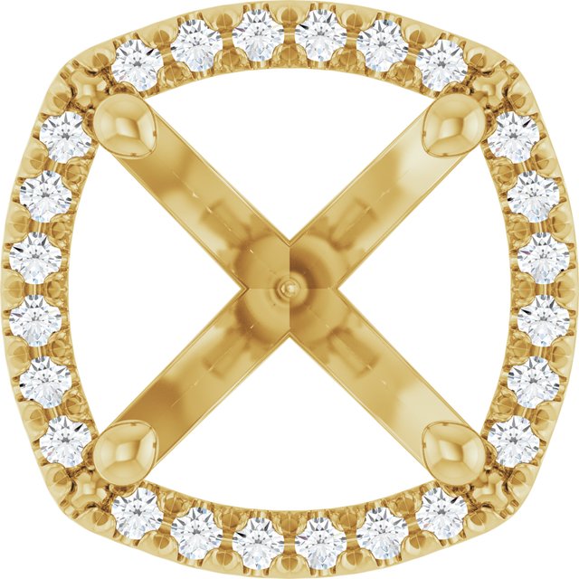14K Yellow Or White Or Rose Gold Or Platinum Round 4-Prong Si1/Si2, G-H Polished Lab-Grown Diamond Semi-Set French-Set Halo-Style Peg Setting