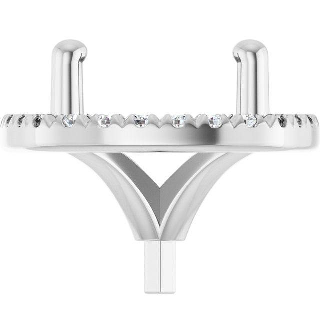 14K Yellow Or White Or Rose Gold Or Platinum Round 4-Prong Si1/Si2, G-H Polished Lab-Grown Diamond Semi-Set French-Set Halo-Style Peg Setting