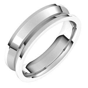 14K White Gold 6 Mm Reversed Knife Edge Band Size 10