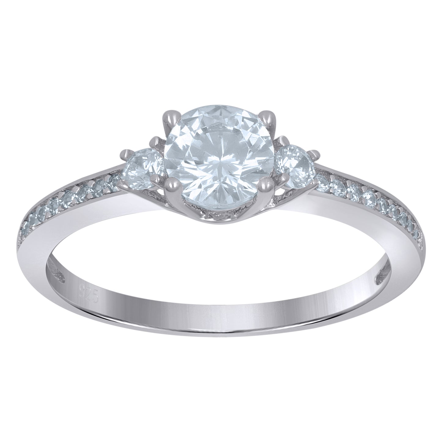 Sterling Silver Women's Solitaire Cubic-Zirconia Bridal Anniversary Engagement Wedding Ring