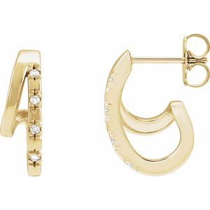14K Yellow Gold Round 1.2 Mm .05 Ctw Natural Diamond Double Hoop Earrings