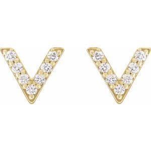 14K Yellow Gold Round 1.2 Mm 1/10 Ctw Natural Diamond V Shaped Earrings