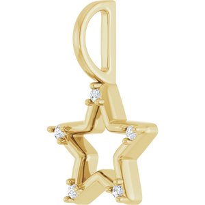 14K Yellow Gold Round 1.2 Mm G-H I1 .03 Ctw Natural Diamond Accented Star Pendant