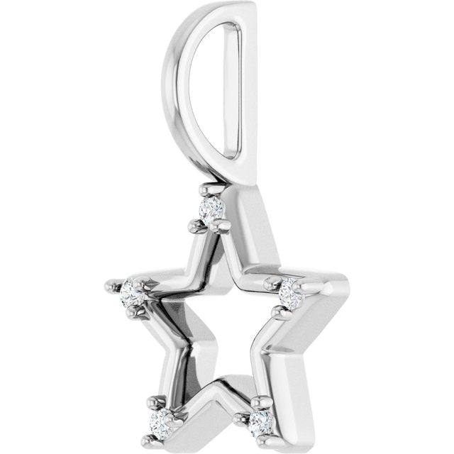 14K White Gold Round 1.2 Mm I1, G-H Polished .03 Ctw Natural Diamond Star Charm/Pendant