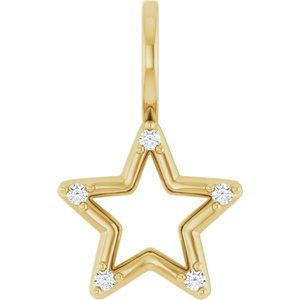14K Yellow Gold Round 1.2 Mm G-H I1 .03 Ctw Natural Diamond Accented Star Pendant
