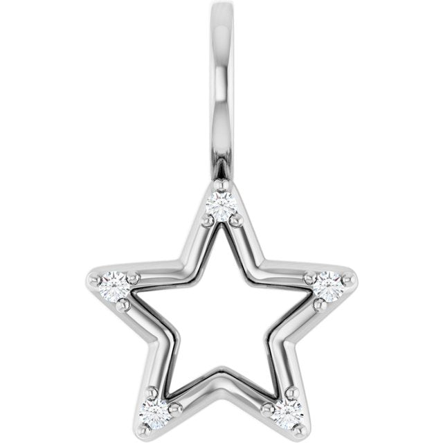 14K White Gold Round 1.2 Mm I1, G-H Polished .03 Ctw Natural Diamond Star Charm/Pendant