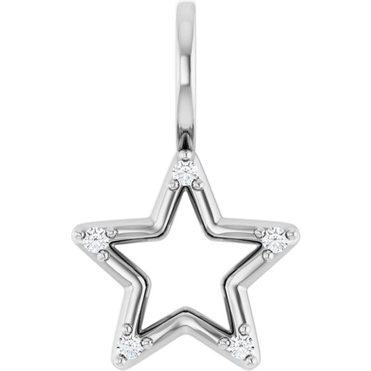 14K White Gold Round 1.2 Mm I1, G-H Polished .03 Ctw Natural Diamond Star Charm/Pendant