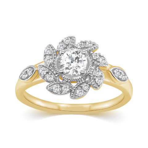 10K Yellow Gold  0.45-0.47 Cttw Diamond Ladies Ring