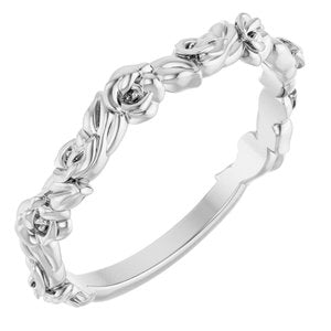 Sterling Silver Polished Rose Ring Size 7