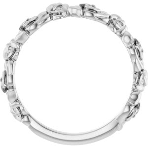 14K White Gold Polished Rose Ring Size 7