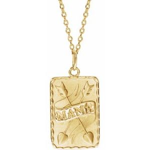 14K Yellow Gold 17.96 X 10.6 Mm 16-18 In Polished Mama Necklace