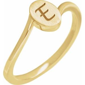 14K Yellow Gold Oval 5.5 X 7.5 Mm Brush Polished Bypass Engravable Signet Ring Size 7