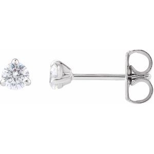 14K White Gold Round 3Mm Si1-Si2, G-H 1/5 Ctw Lab-Grown Diamond 3-Prong Claw Cocktail Style Stud Friction Back Earrings