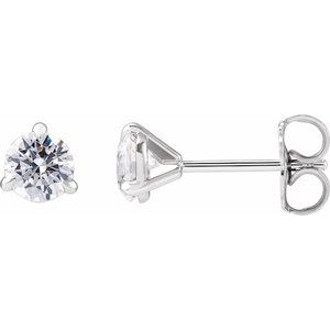 14K White Gold Round 4.5Mm Si1-Si2, G-H 3/4 Ctw Lab-Grown Diamond 3-Prong Claw Cocktail Style Stud Friction Back Earrings
