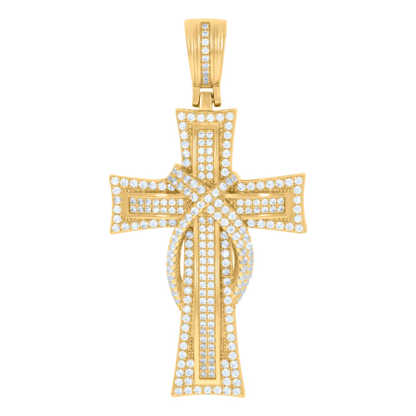 Sterling Silver Mens Cubic-Zirconia Cross Religious Charm Pendant