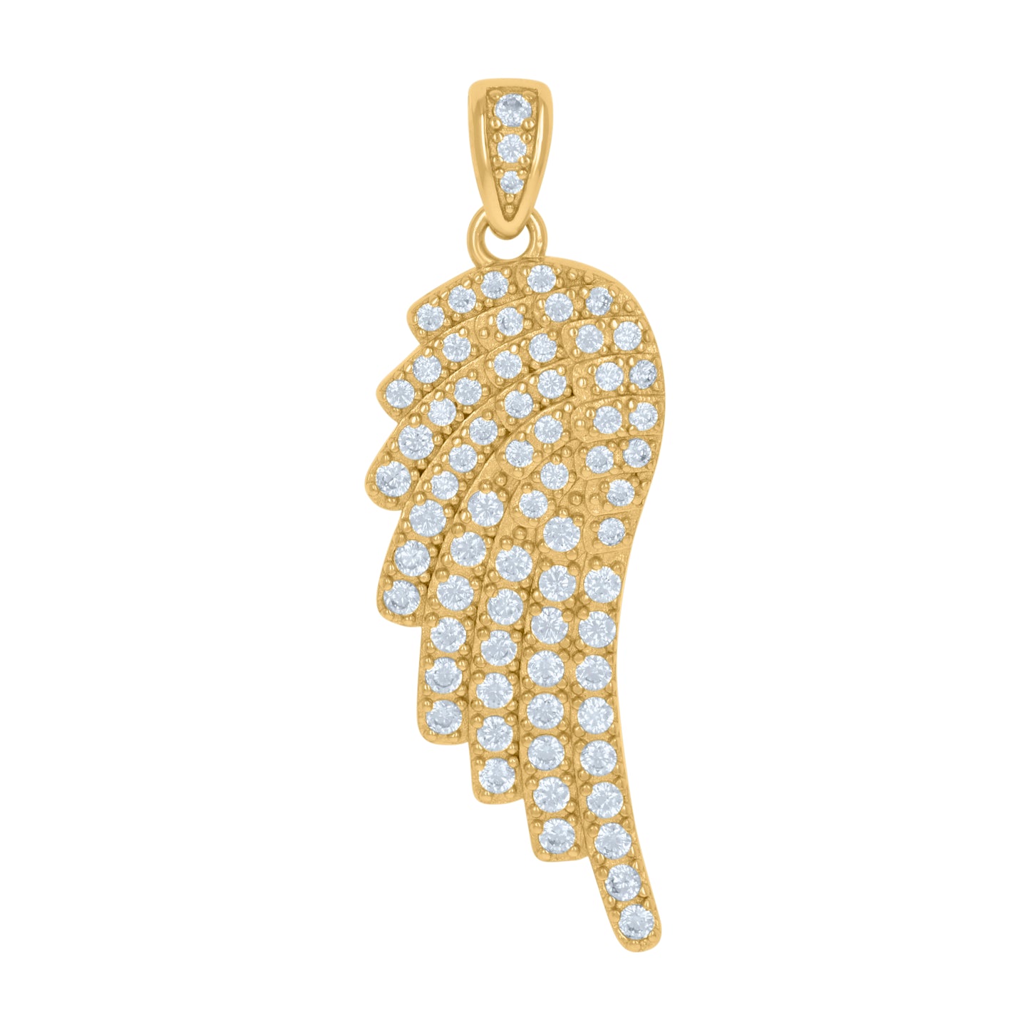 Sterling Silver Unisex Cubic-Zirconia Angel Wing Angel Religious Charm Pendant