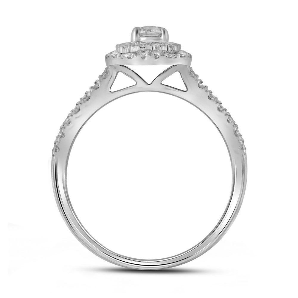 14K White Gold Round Diamond Bridal Wedding Ring Band Set 1 Cttw, Womens Size: 5-10