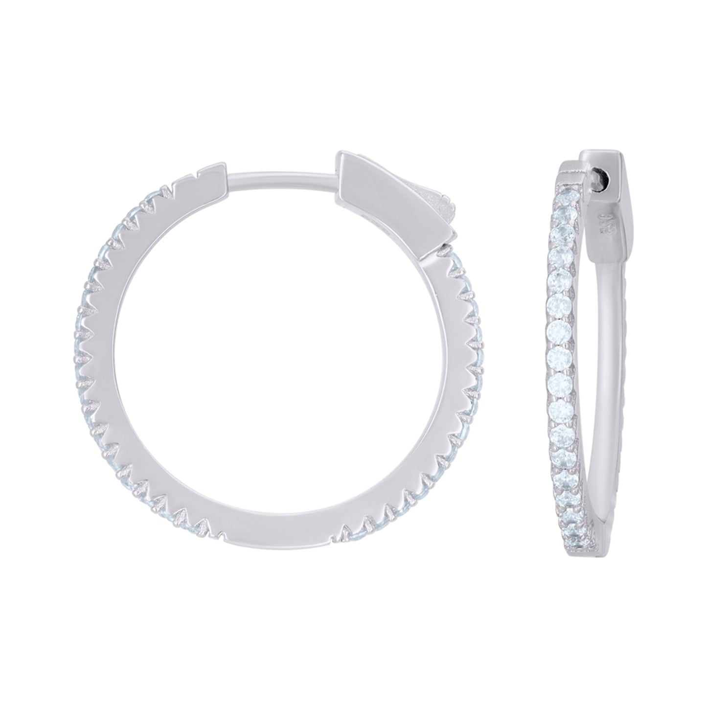 Sterling Silver Or Yellow-Tone Womens Cubic-Zirconia Single Row Endless Hoop Earrings