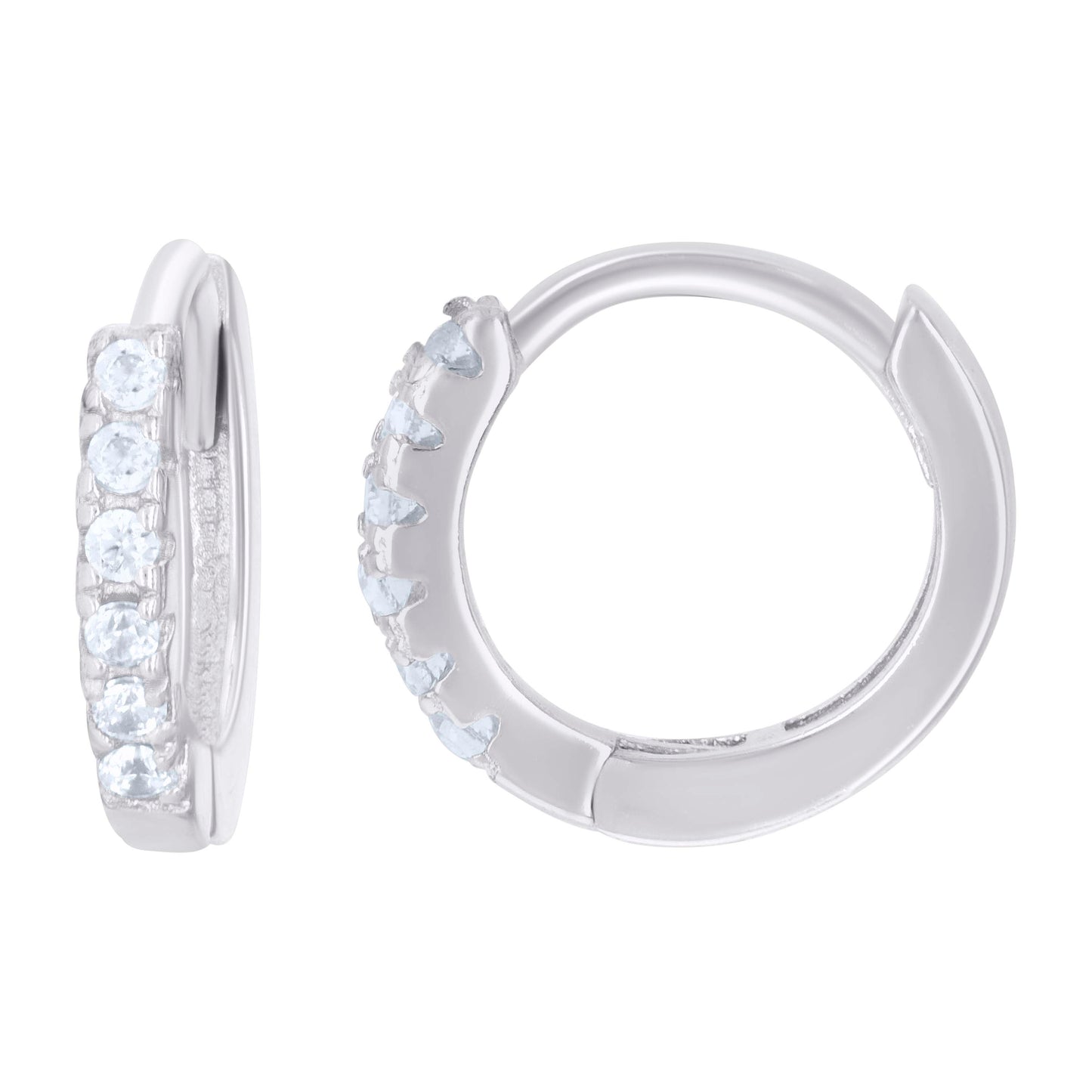 Sterling Silver Or Yellow-Tone Womens Cubic-Zirconia Single Row Endless Hoop Earrings