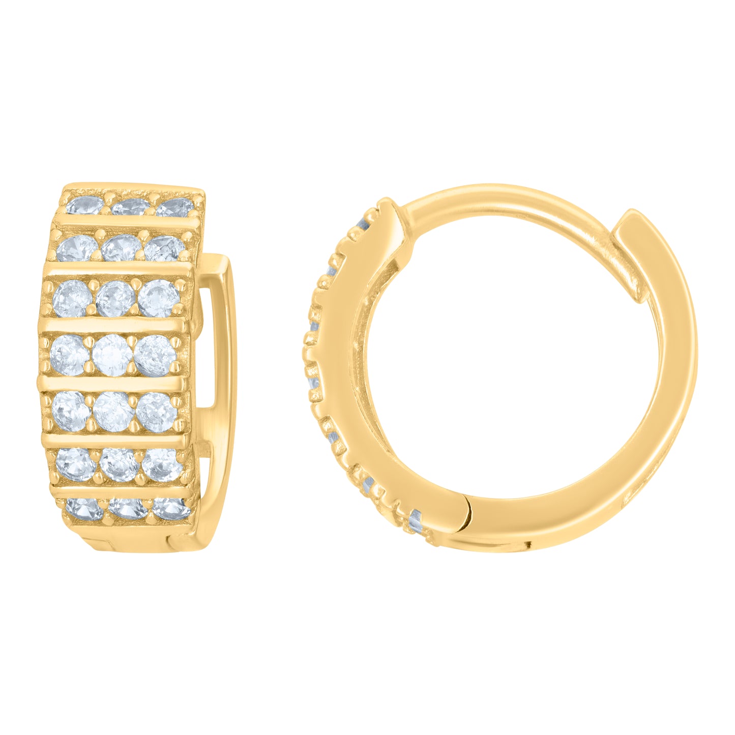 Sterling Silver Or Yellow-Tone Womens Cubic-Zirconia Triple Row Endless Hoop Earrings