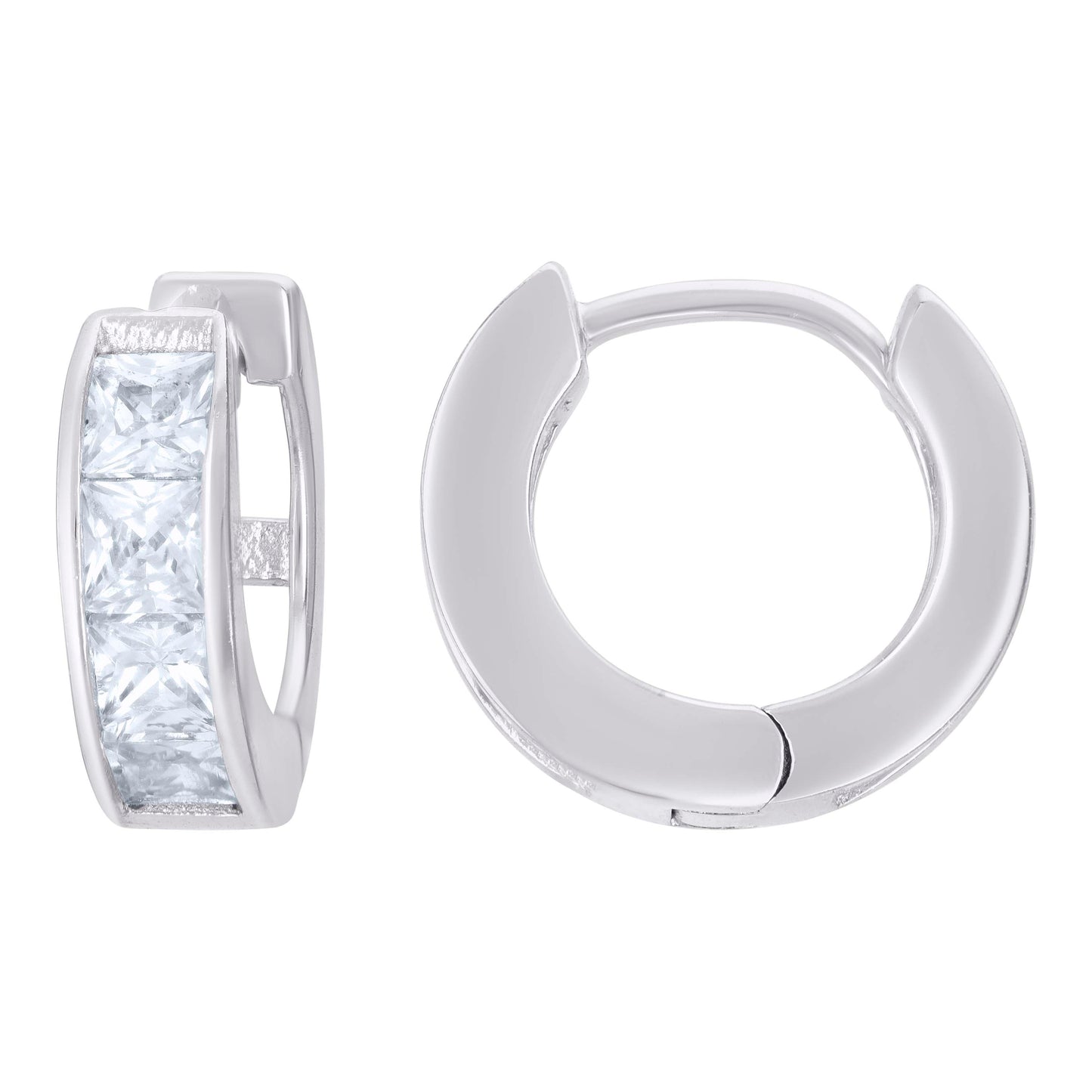 Sterling Silver Or Yellow-Tone Womens Princess-Cut Cubic-Zirconia Single Row Endless Hoop Earrings