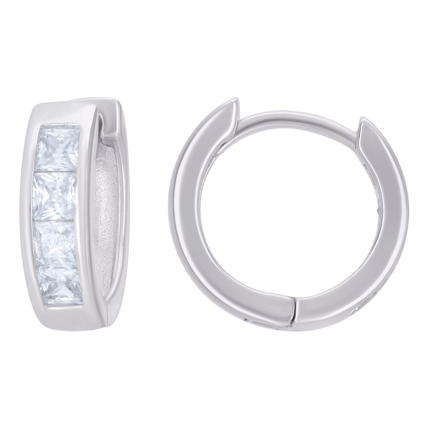 Sterling Silver Or Yellow-Tone Womens Princess-Cut Cubic-Zirconia Single Row Endless Hoop Earrings