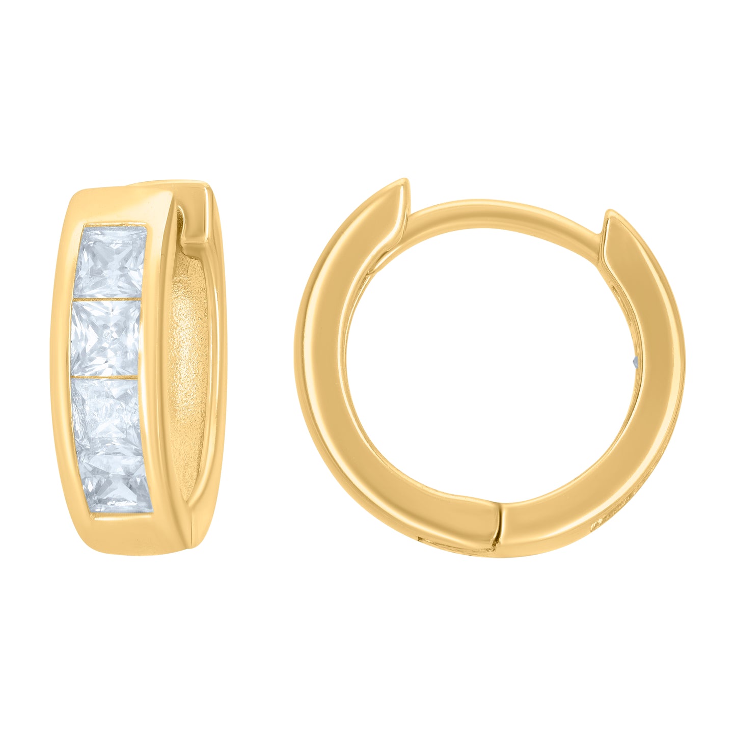 Sterling Silver Or Yellow-Tone Womens Princess-Cut Cubic-Zirconia Single Row Endless Hoop Earrings