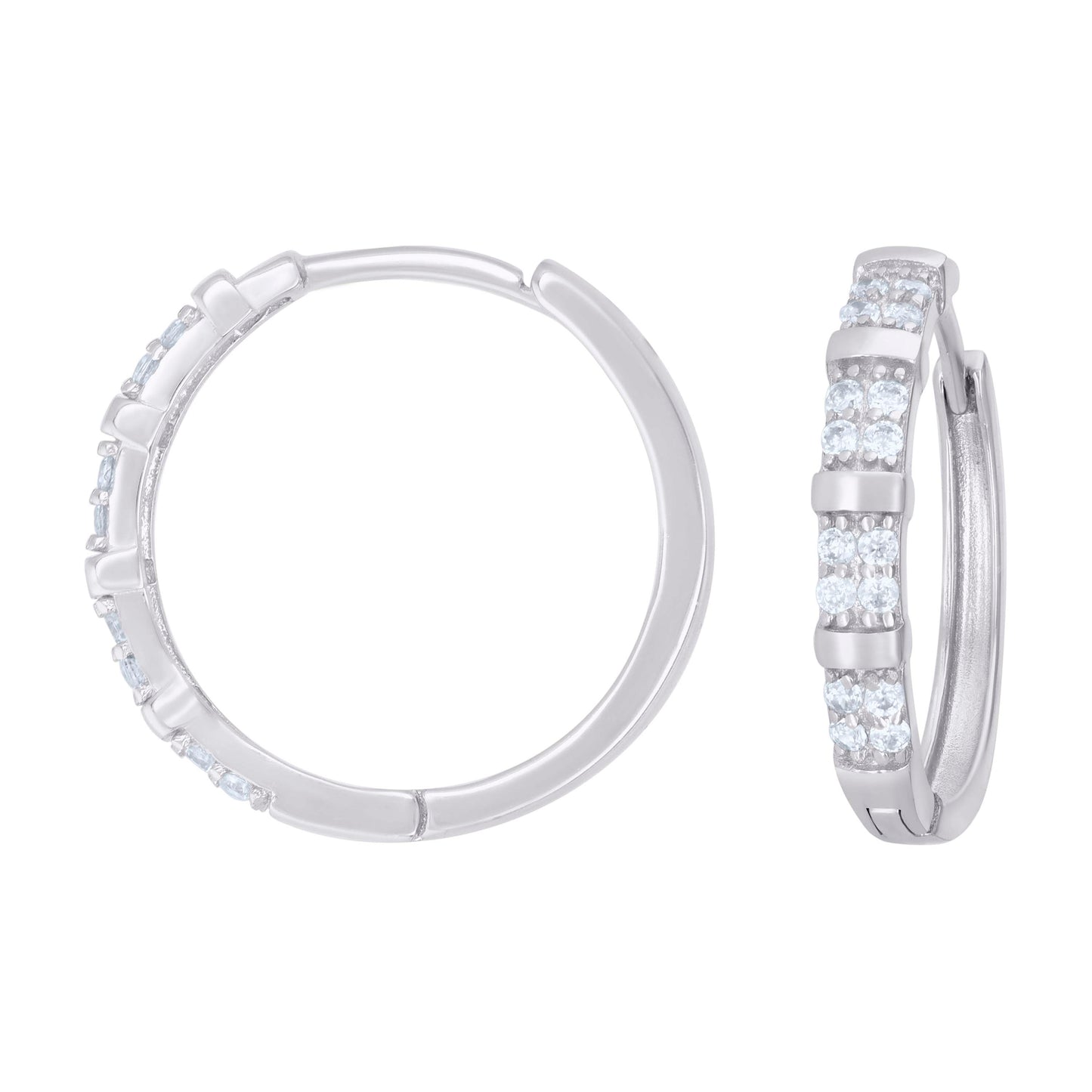 Sterling Silver Or Yellow-Tone Womens Cubic-Zirconia Double Row Endless Hoop Earrings