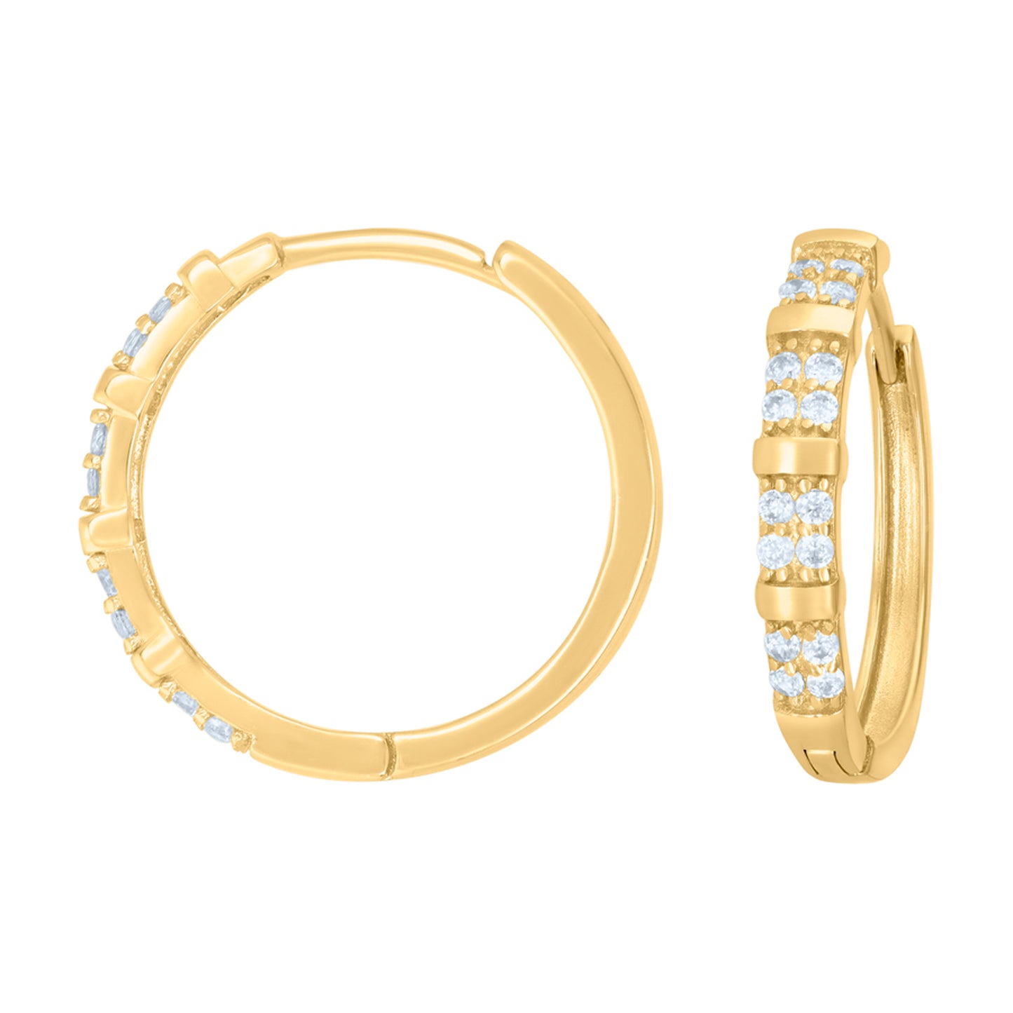 Sterling Silver Or Yellow-Tone Womens Cubic-Zirconia Double Row Endless Hoop Earrings