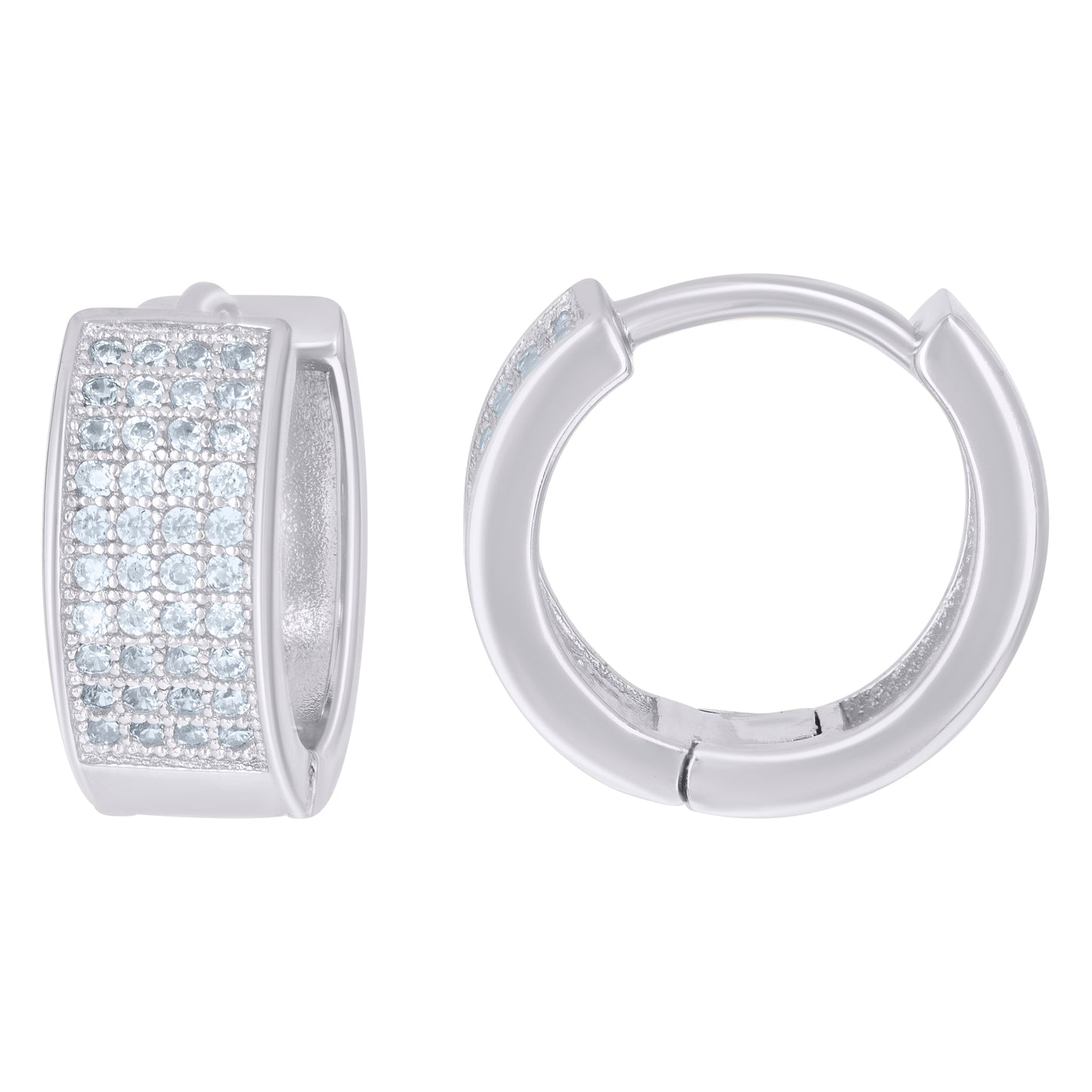 Sterling Silver Or Yellow-Tone Womens Cubic-Zirconia Four Row Endless Hoop Earrings