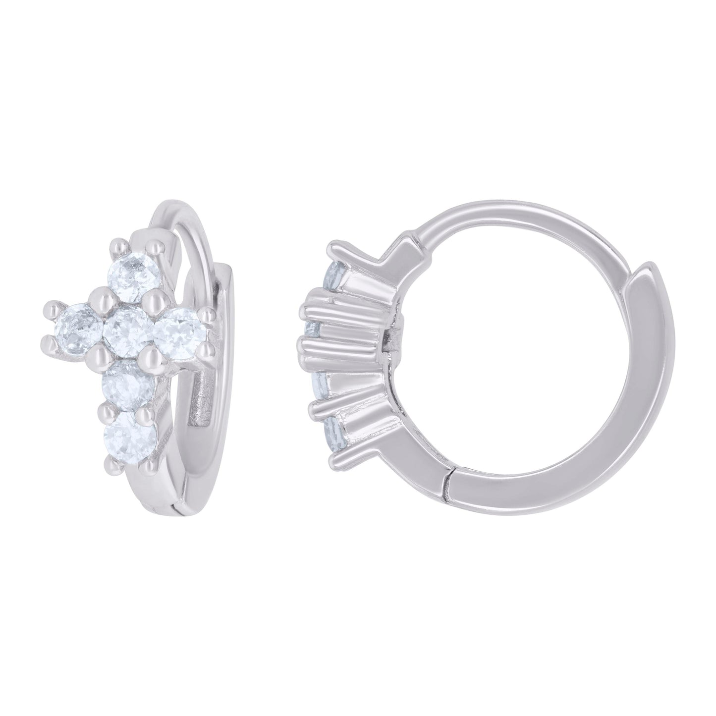 Sterling Silver Or Yellow-Tone Womens Cubic-Zirconia Cross Religious Endless Hoop Earrings