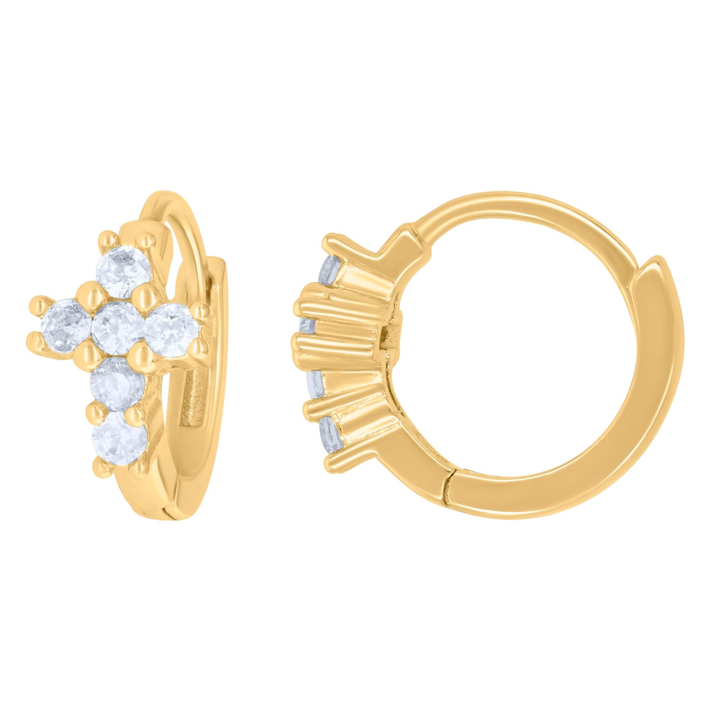 Sterling Silver Or Yellow-Tone Womens Cubic-Zirconia Cross Religious Endless Hoop Earrings
