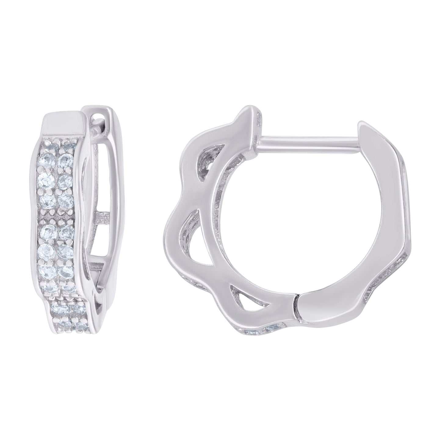 Sterling Silver Or Yellow-Tone Womens Cubic-Zirconia Double Row Fashion Endless Hoop Earrings