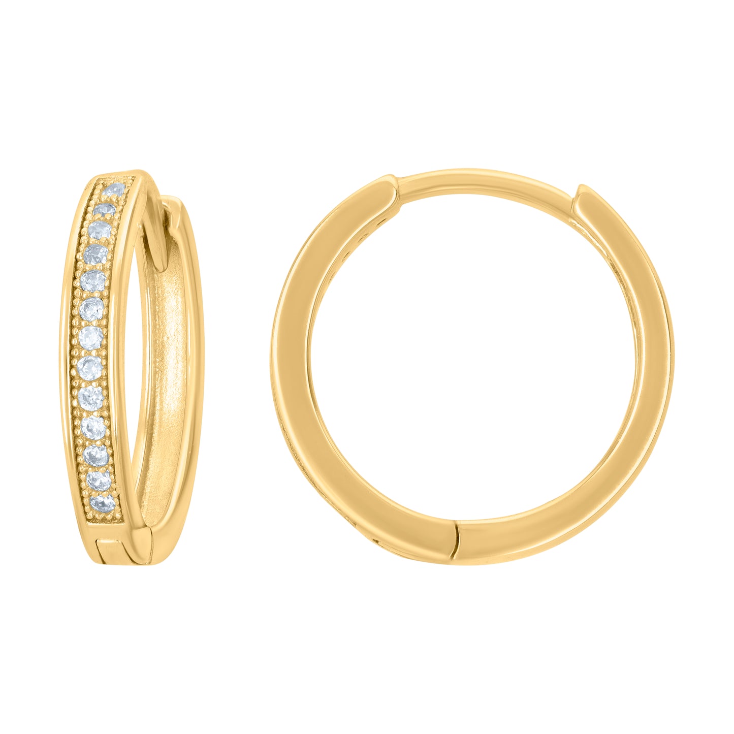 Sterling Silver Or Yellow-Tone Womens Cubic-Zirconia Single Row Endless Hoop Earrings