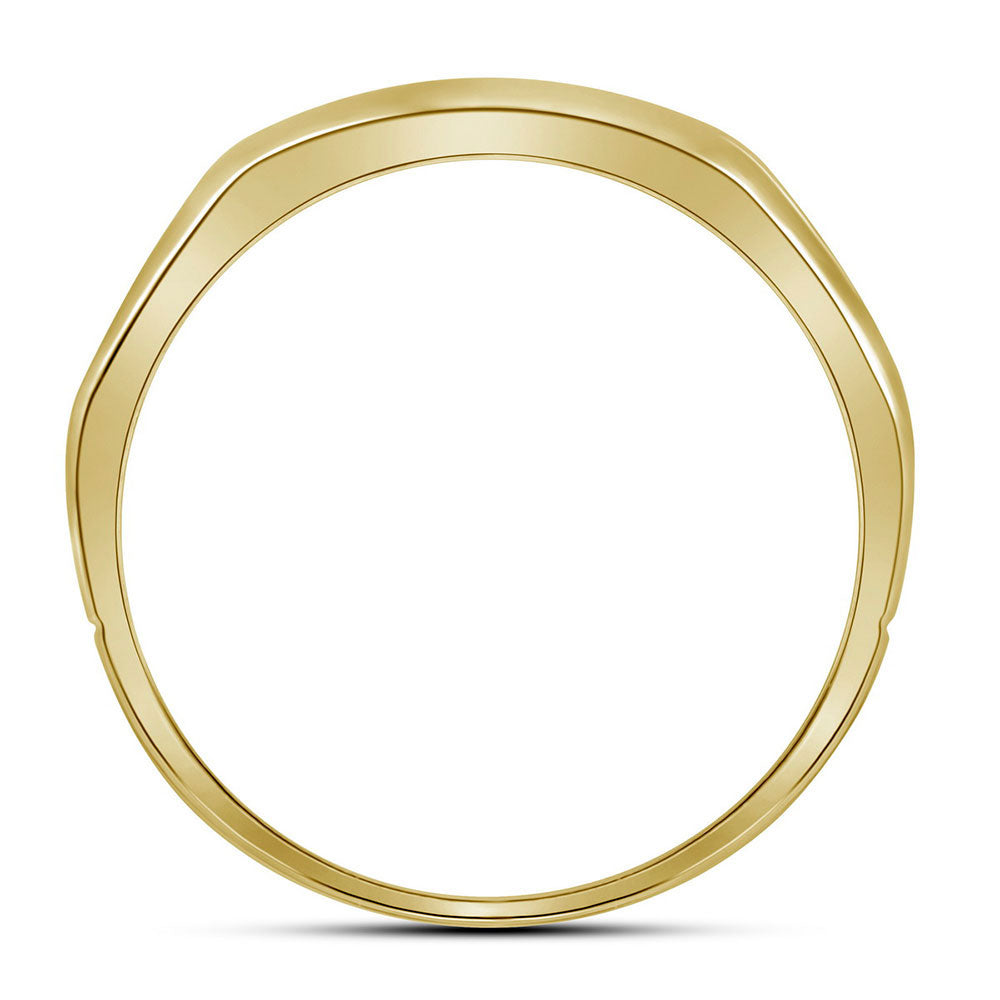 10K Two-tone Yellow Gold Mens Round Diamond Grooved Wedding Band Ring 1/4 Cttw, Mens Size: 7-13