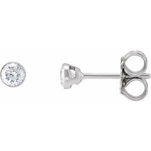 14K White Gold Round 3.2 Mm 1/4 Ctw Natural Diamond Ultra-Lightweight Stud Earrings