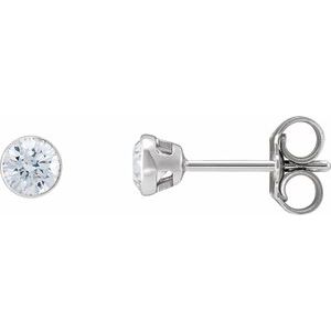 14K White Gold Round 4 Mm 1/2 Ctw Natural Diamond Ultra-Lightweight Stud Earrings