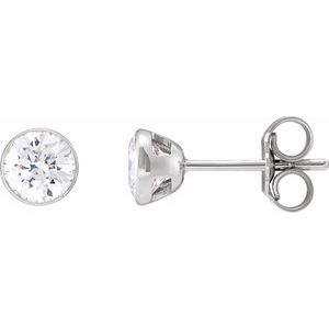 14K White Gold Round 5 Mm 1 Ctw Natural Diamond Ultra-Lightweight Stud Earrings